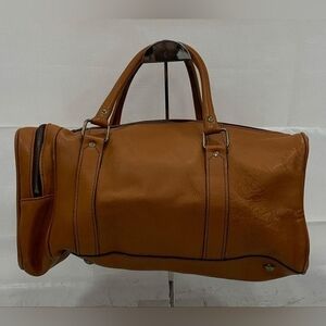 VINTAGE 1970's CONDOR BRITISH TAN LEATHER OVERNIGHT DUFFEL GYM BAG RARE GEM FIND
